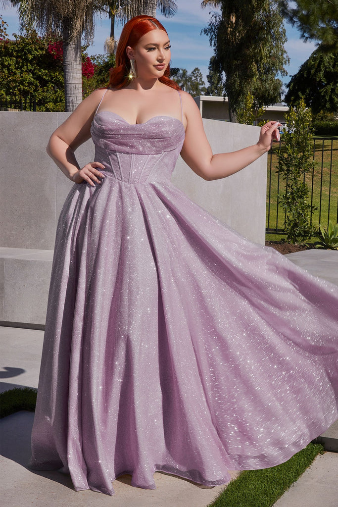 Curves A-Line Glitter Prom Gown CD252C Sparkly Gowns Curves A-Line Glitter Prom Gown CD252C Sparkly Gowns