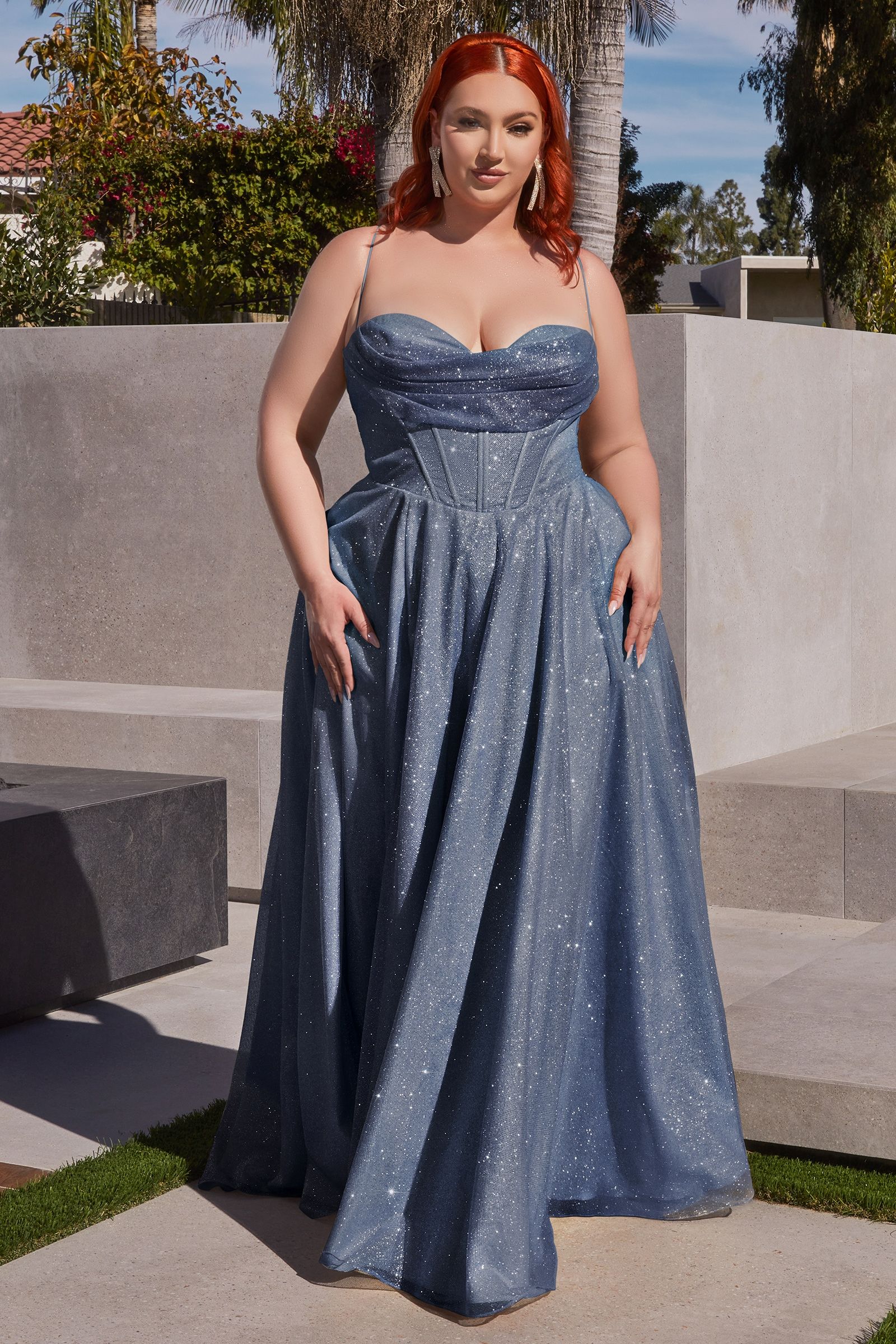 Curves A-Line Glitter Prom Gown CD252C Sparkly Gowns Curves A-Line Glitter Prom Gown CD252C Sparkly Gowns