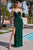Sequins Draped Shoulder Sleeves Evening Dress CD290