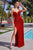 Sequins Draped Shoulder Sleeves Evening Dress CD290
