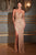 Sequins Draped Shoulder Sleeves Evening Dress CD290