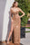 Sequins Draped Shoulder Sleeves Evening Dress CD290