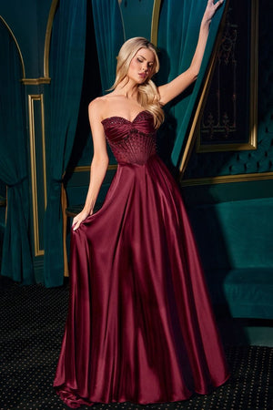 Strapless A-line Beaded Dress CD297