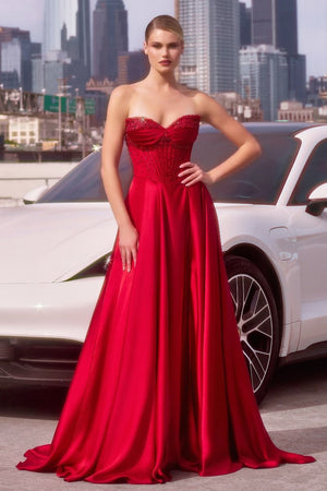 Strapless A-line Beaded Dress CD297