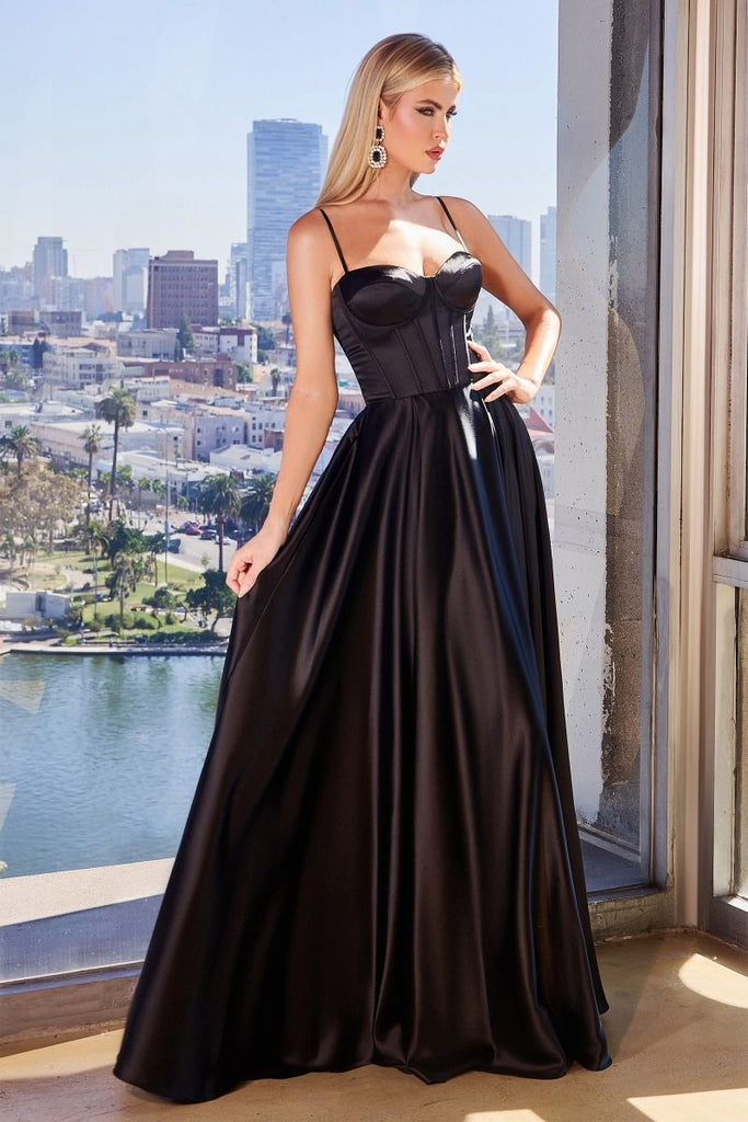 A-Line Satin Evening Dress with Pockets CD337 Sparkly Gowns A-Line Satin Evening Dress with Pockets CD337 Sparkly Gowns