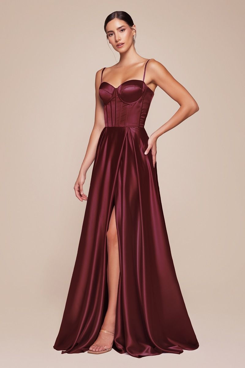 A-Line Satin Evening Dress with Pockets CD337 – Sparkly Gowns