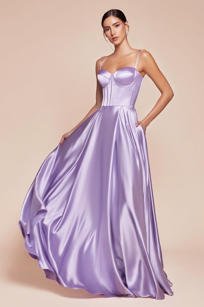 A-Line Satin Evening Dress with Pockets CD337 Sparkly Gowns A-Line Satin Evening Dress with Pockets CD337 Sparkly Gowns