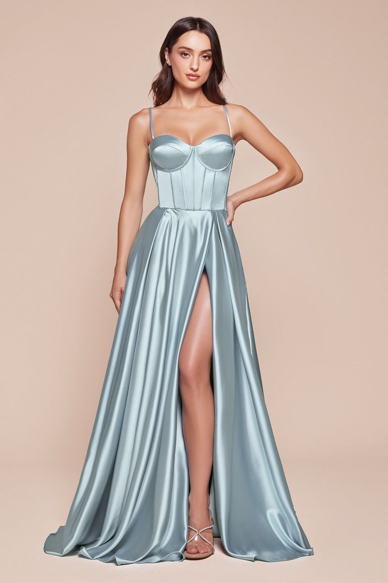 A-Line Satin Evening Dress with Pockets CD337 Sparkly Gowns A-Line Satin Evening Dress with Pockets CD337 Sparkly Gowns