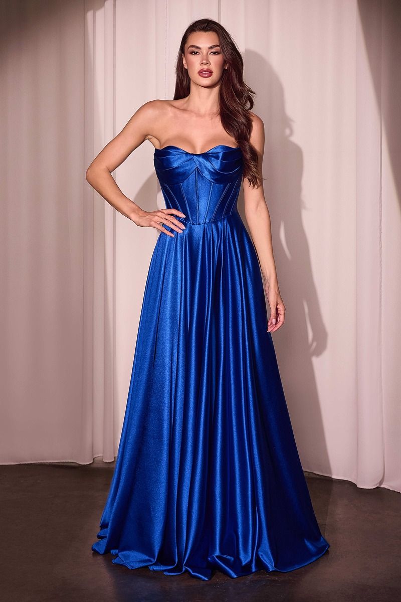 Strapless Satin A-Line Dress CD378 – Sparkly Gowns Strapless Satin A-Line Dress CD378 – Sparkly Gowns