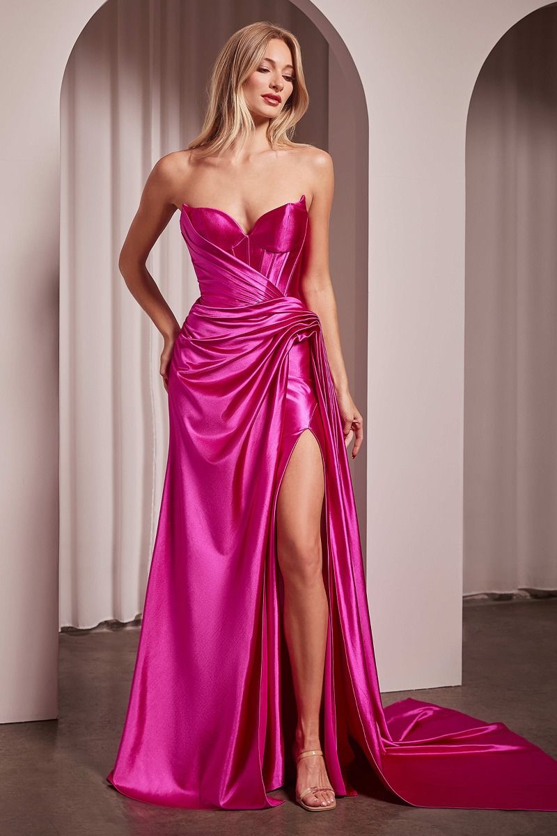 Strapless Fitted Satin Gown La Divine CD379 Sparkly Gowns Strapless Fitted Satin Gown La Divine CD379 Sparkly Gowns