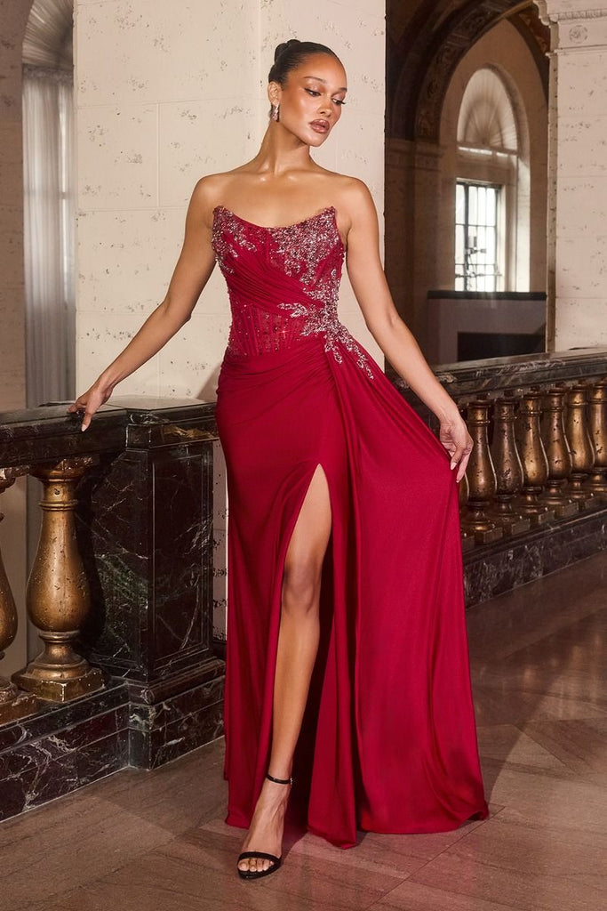 Beaded Fitted Gown La Divine CD689
