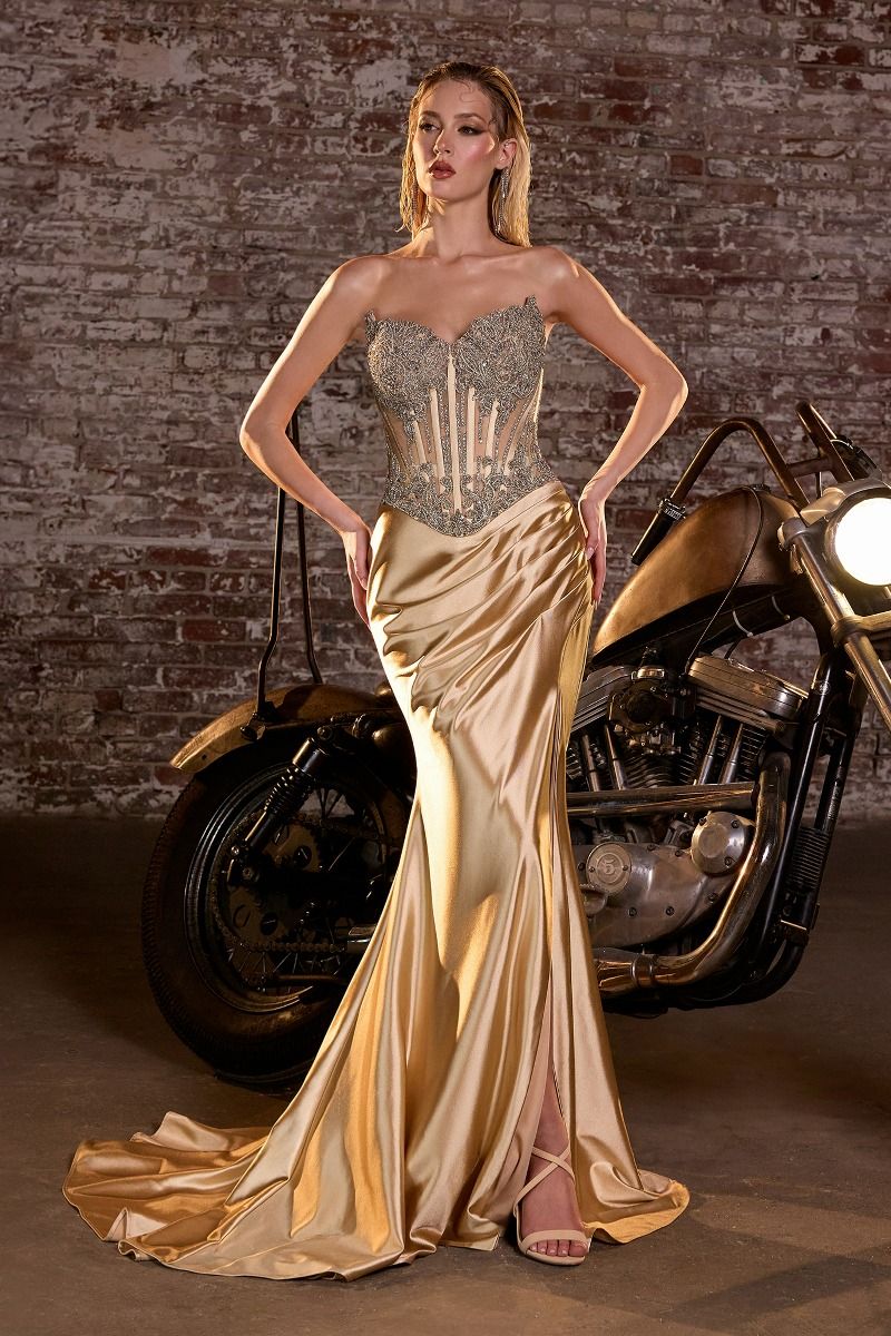 Curves Crystal Strapless Fitted Dress Ladivine CD736C Sparkly Gowns Curves Crystal Strapless Fitted Dress Ladivine CD736C Sparkly Gowns