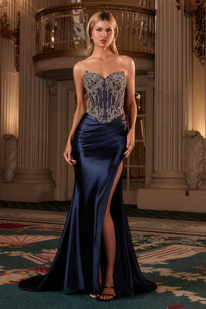 Crystal Strapless Fitted Dress Ladivine CD736