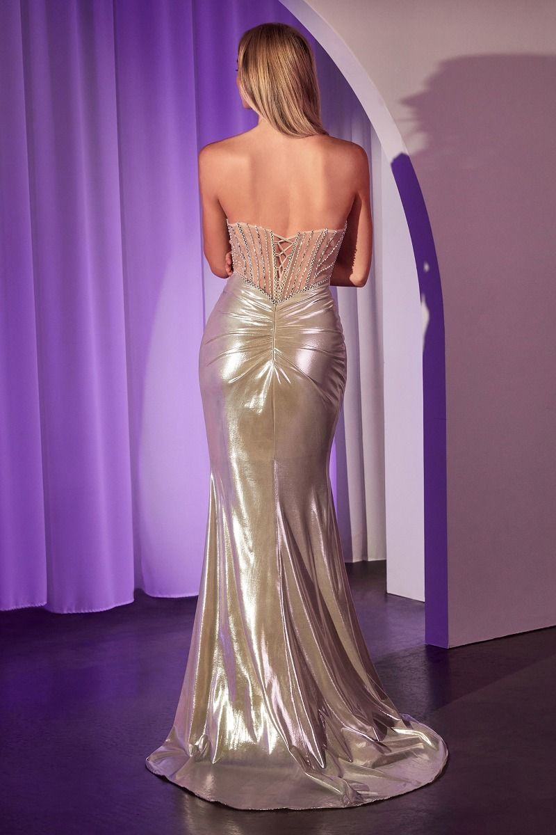 metallic strapless dress Strapless Fitted Metallic Gown La Divine CD760 – Sparkly Gowns