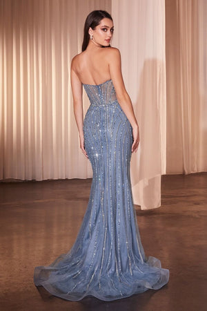 Strapless Crystal Fitted Gown CD794