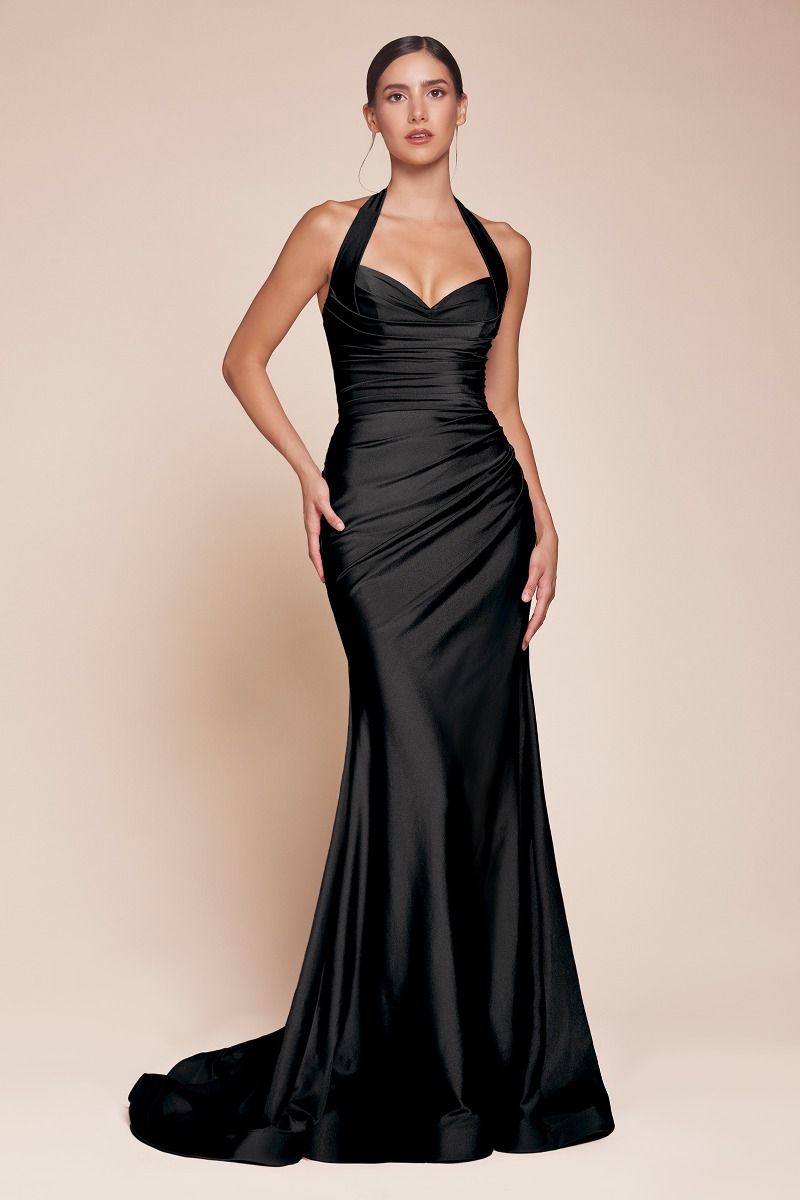 Satin Halter Prom Dress CD796A Sparkly Gowns Satin Halter Prom Dress CD796A Sparkly Gowns