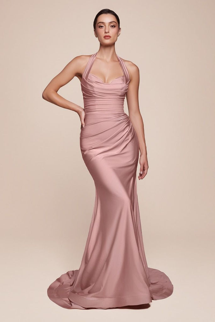 Satin Halter Prom Dress CD796A