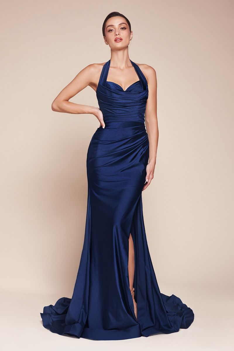 Satin Halter Prom Dress CD796B Sparkly Gowns Satin Halter Prom Dress CD796B Sparkly Gowns