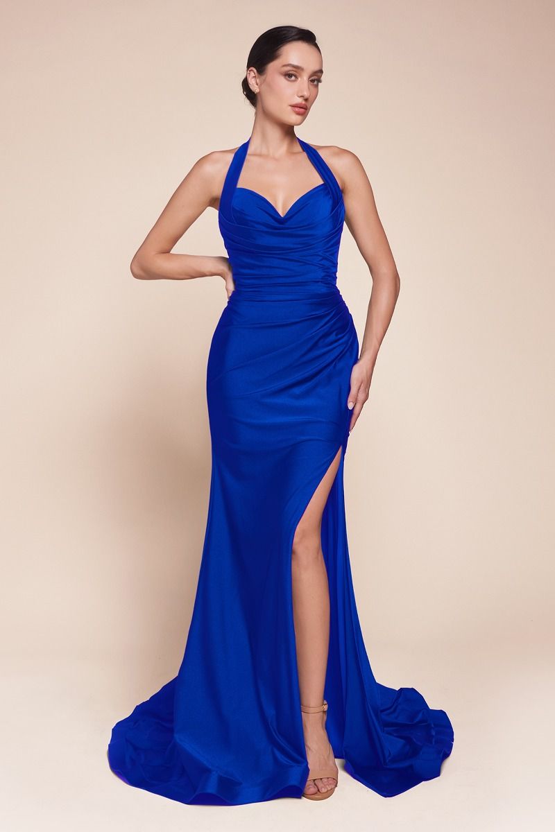Satin Halter Prom Dress CD796A Sparkly Gowns Satin Halter Prom Dress CD796A Sparkly Gowns