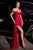 Off the Shoulder Fitted Stretch Satin Gown CD836