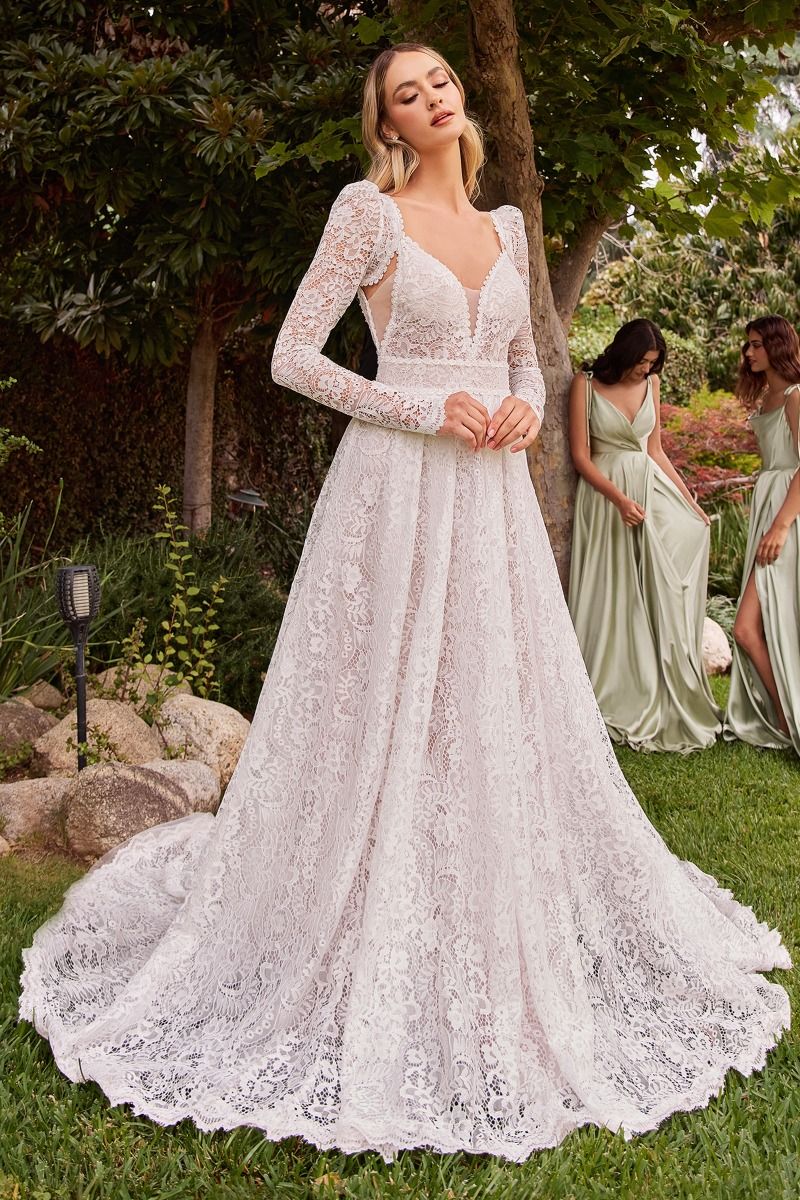 Romantic Lace Bridal Gown with Jacket CD862W Sparkly Gowns Romantic Lace Bridal Gown with Jacket CD862W Sparkly Gowns