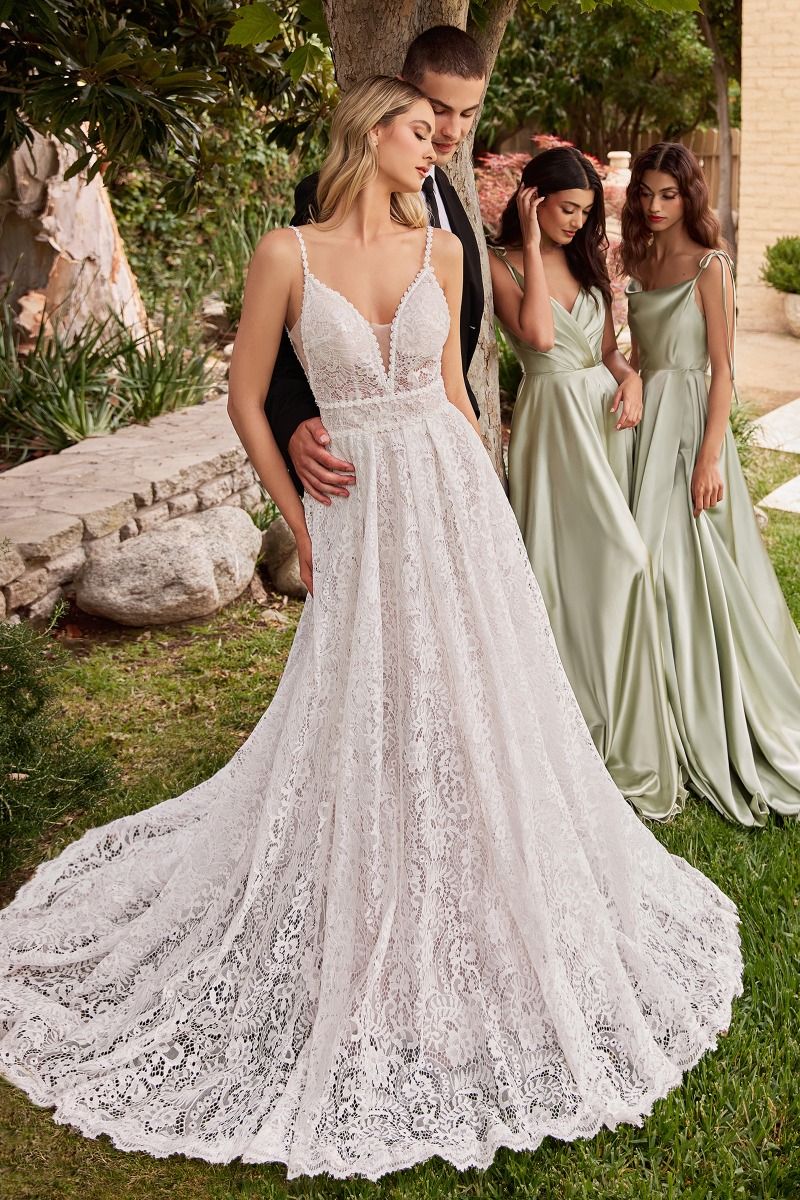Romantic Lace Bridal Gown with Jacket CD862W Sparkly Gowns Romantic Lace Bridal Gown with Jacket CD862W Sparkly Gowns