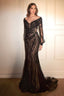 Long Sleeve Mermaid Gown CD864 - 20 / Black