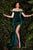 Velvet  Ruched Black Evening Gown CD956