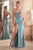 Stretch Satin Glitter and Lace Gown CDS439