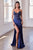 Stretch Satin Glitter and Lace Gown CDS439