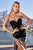 Strapless Satin Gown with Fringe Leg Slit CDS448