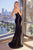Strapless Satin Gown with Fringe Leg Slit CDS448