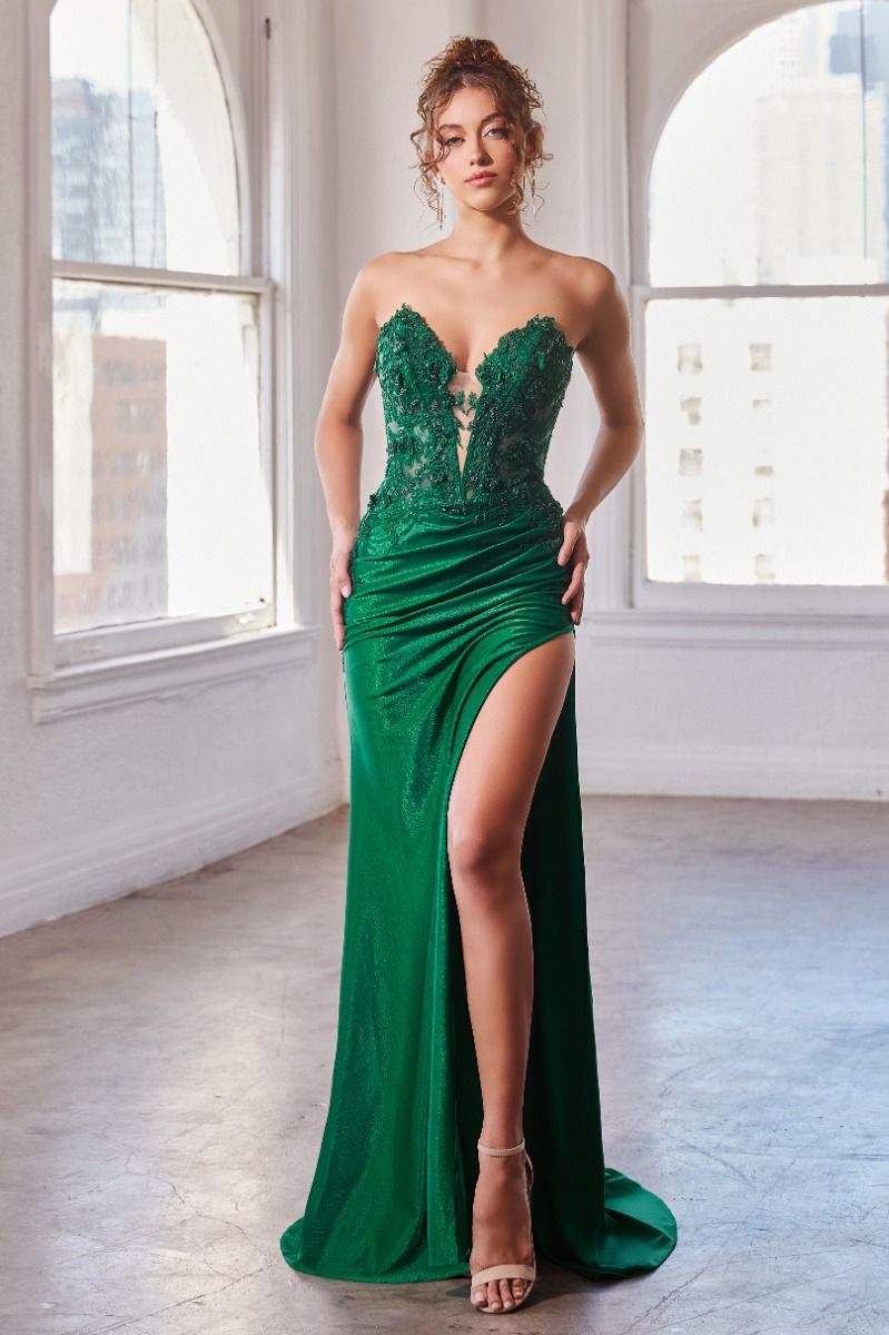 Strapless Fitted Lace LaDivine CDS465 Sparkly Gowns Strapless Fitted Lace LaDivine CDS465 Sparkly Gowns