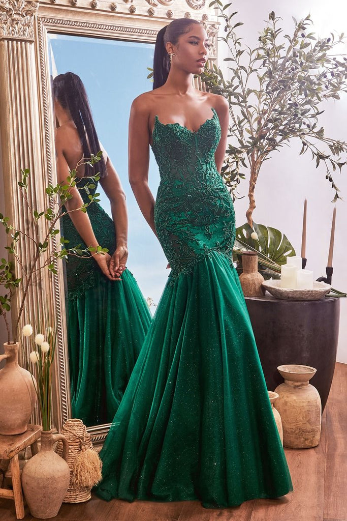 Abyss by Abby Size 8 Sequined Emerald Green Mermaid Dress on Queenly