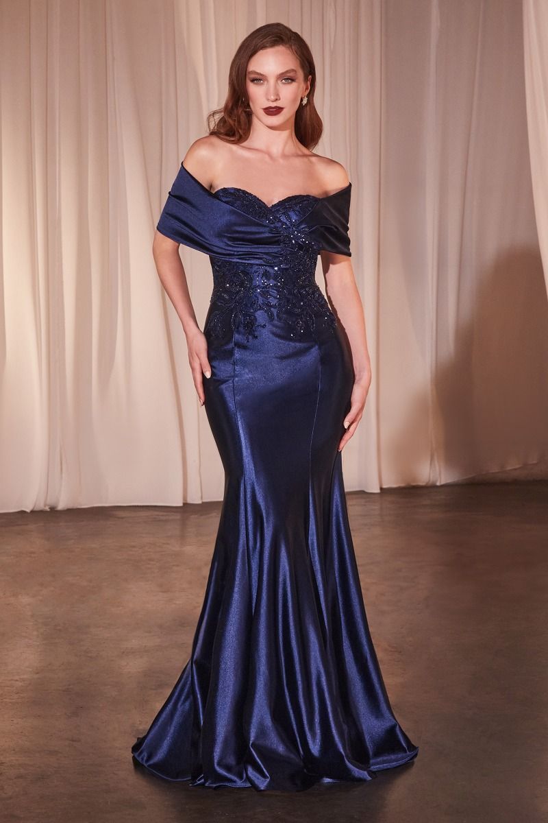 Off the Shoulder Satin Prom Dress CDS507 Sparkly Gowns Off the Shoulder Satin Prom Dress CDS507 Sparkly Gowns