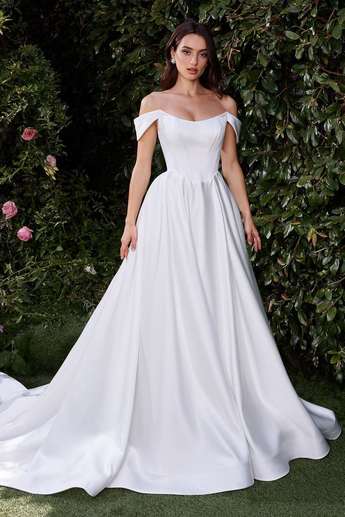 Off the Shoulder Satin Bridal Gown CDS513W Sparkly Gowns Off the Shoulder Satin Bridal Gown CDS513W Sparkly Gowns