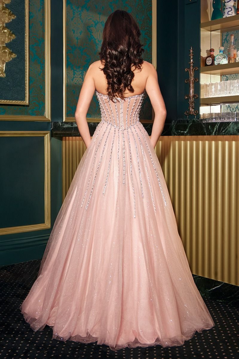 Ladivine CDS541 Crystal Embellished A-Line Gown Sparkly Gowns Ladivine CDS541 Crystal Embellished A-Line Gown Sparkly Gowns