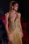 LaDivine CDS577 Halter Beaded Fringe Evening Gown