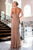 LaDivine CH2625 Rose Gold Halter Ruched Evening Gown