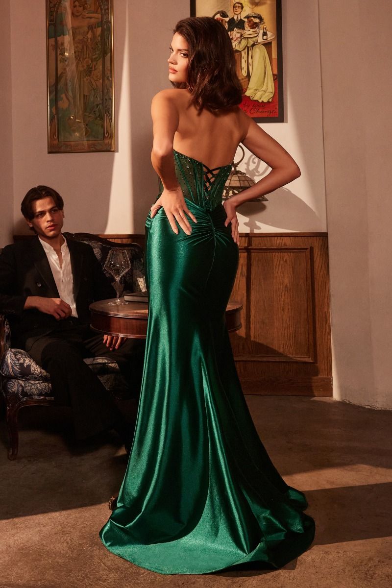 Strapless Satin Corset Dress La Divine CM378 Sparkly Gowns Strapless Satin Corset Dress La Divine CM378 Sparkly Gowns