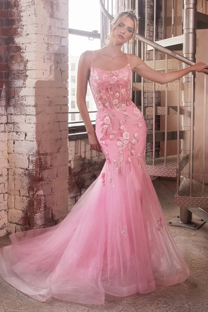 Embellished Pastel Mermaid Dress La Divine D145