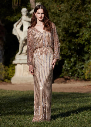 ON SALE SIZE 14 Ashley Lauren 11302 Dolman Sleeves Sequin Gown
