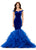 Ashley Lauren 11312 Off Shoulder Velvet Gown with Asymmetrical Organza Skirt