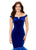 Ashley Lauren 11312 Off Shoulder Velvet Gown with Asymmetrical Organza Skirt