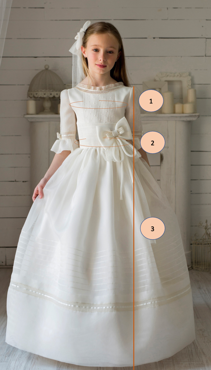 Short Sleeves White Chiffon Spanish Communion Gown Lola Rosillo Q537 Pre-Order 13 / As in The Picture- Ivory Short Sleeves White Chiffon Spanish Communion Gown Lola Rosillo Q537 Pre-Order 13 / As in The Picture- Ivory