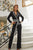 Long Sleevess Black & White  Elegant Jumpsuit 81067