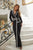 Long Sleevess Black & White  Elegant Jumpsuit 81067