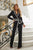 Long Sleevess Black & White  Elegant Jumpsuit 81067