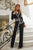 Long Sleevess Black & White  Elegant Jumpsuit 81067