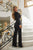 Long Sleevess Black & White  Elegant Jumpsuit 81067